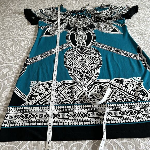 Saint Tropez West Dress Women 8 Multi Paisley Comfy Casual Stretch Peasant Boho - Picture 6 of 10